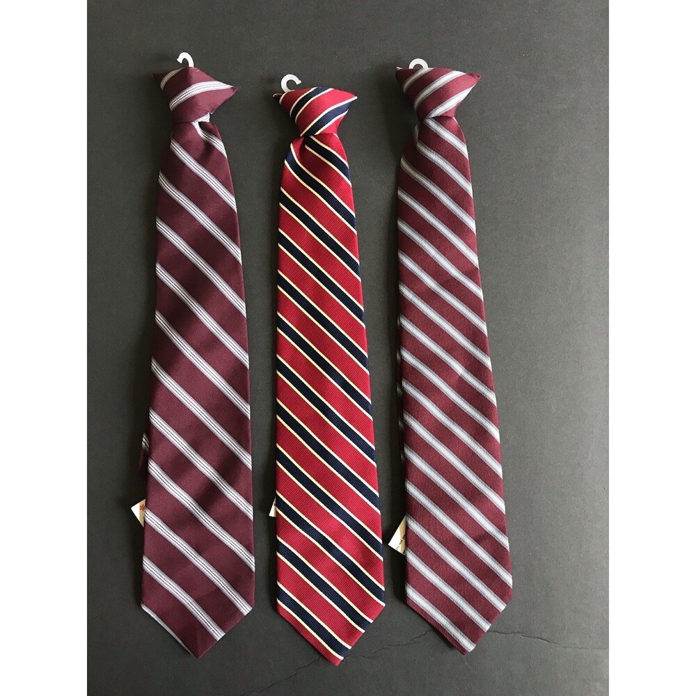 Vintage Youth Boys Neck Clip Ties Lot Of 3 Striped Ties  New